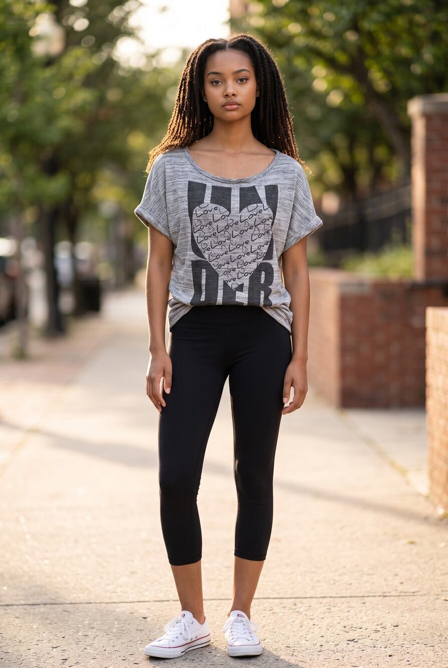 Piazza Italia Gray Heart Graphic T Shirt Size 2X Heathered Knit Casual Boho Chic